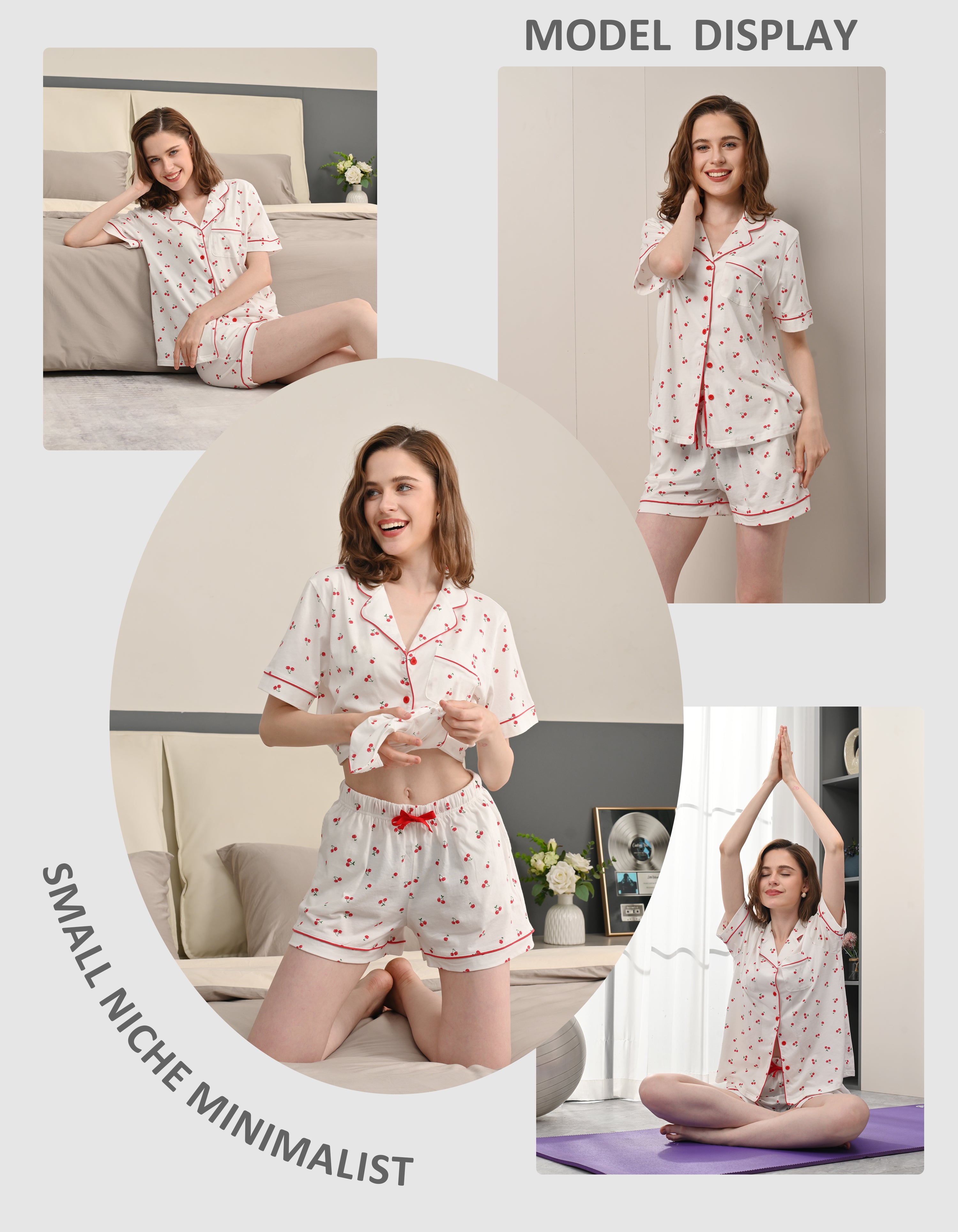 Cherry Print Knit Cotton Pajama Set