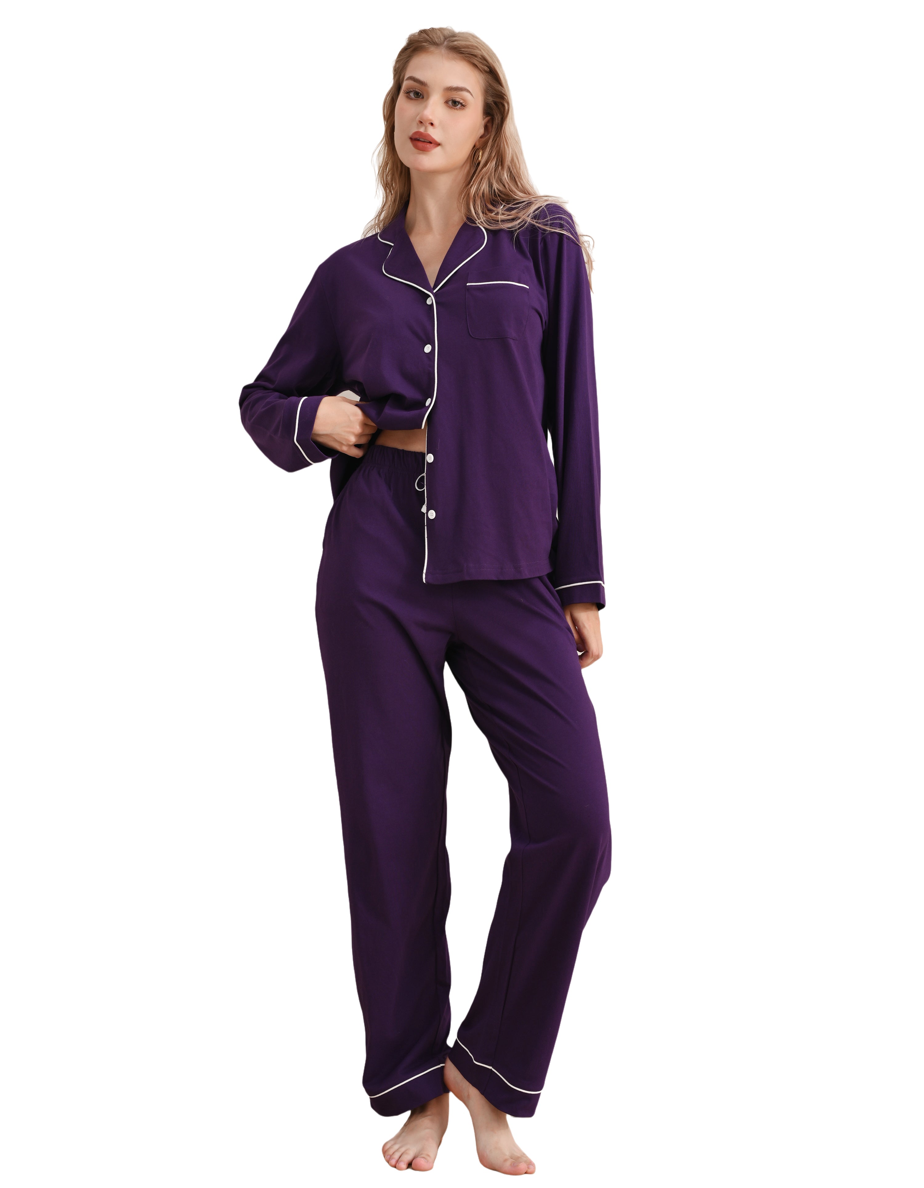 Grape Purple Knit Cotton Pajama Set