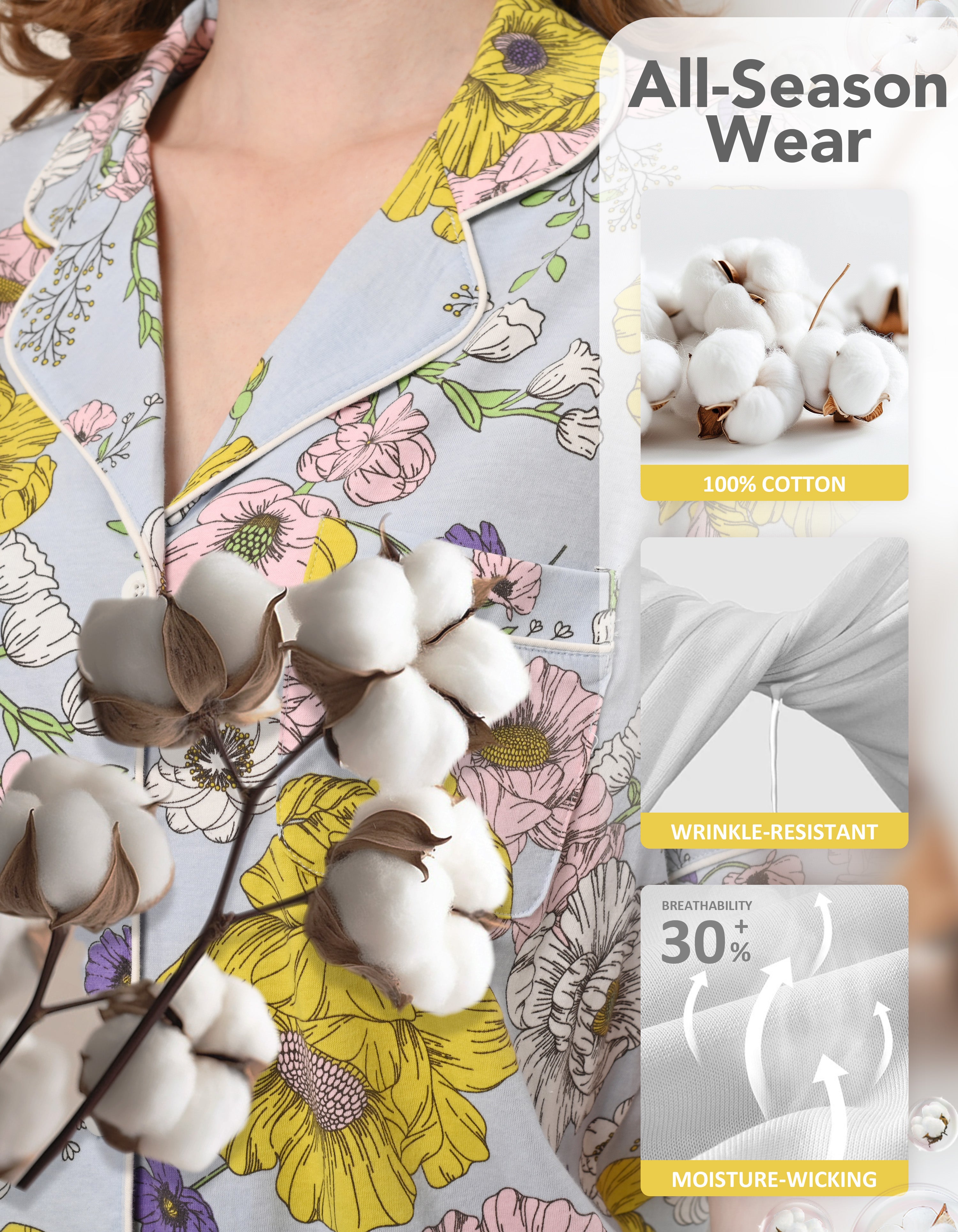 100% cotton pajama fabric showing breathable and soft texture