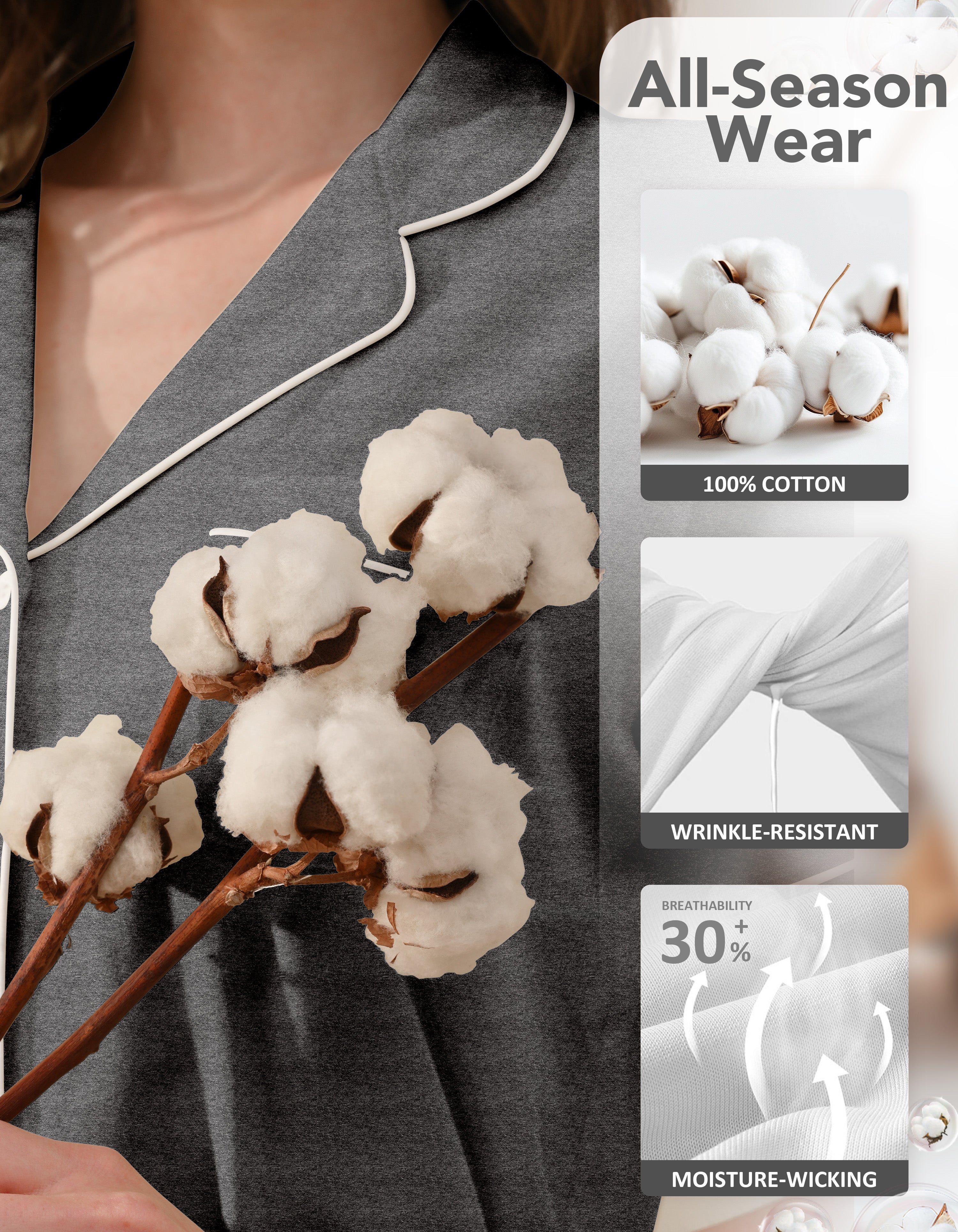 100% cotton pajama fabric breathable and lightweight
