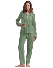 Green & White Polka Dot Knit Cotton Pajama Set