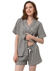 Black & White Gingham Knit Cotton Pajama Set