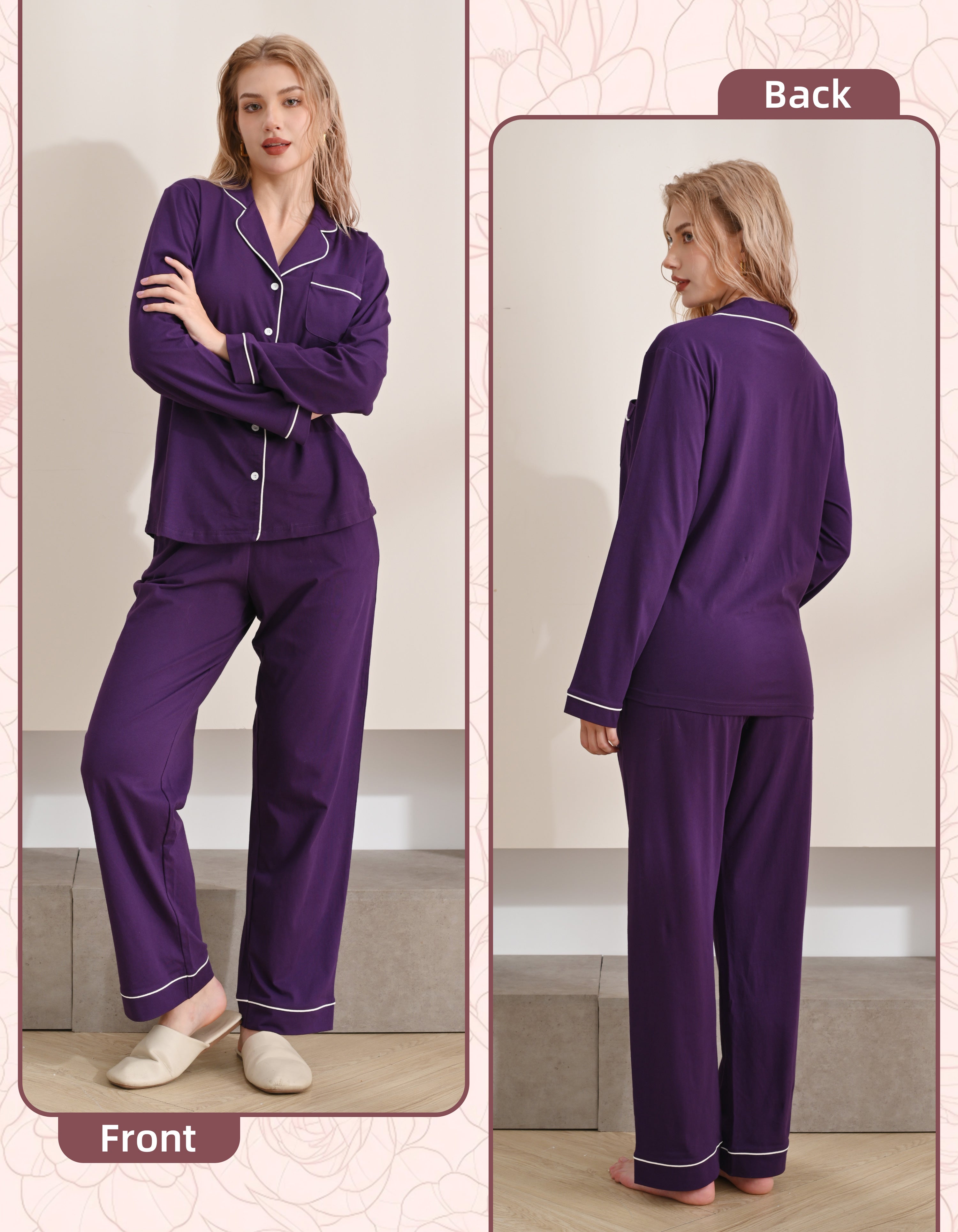 Grape Purple Knit Cotton Pajama Set