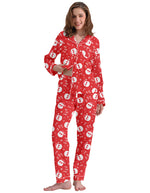 Red Santa Print Knit Cotton Pajama Set
