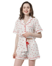 Cherry Print Knit Cotton Pajama Set