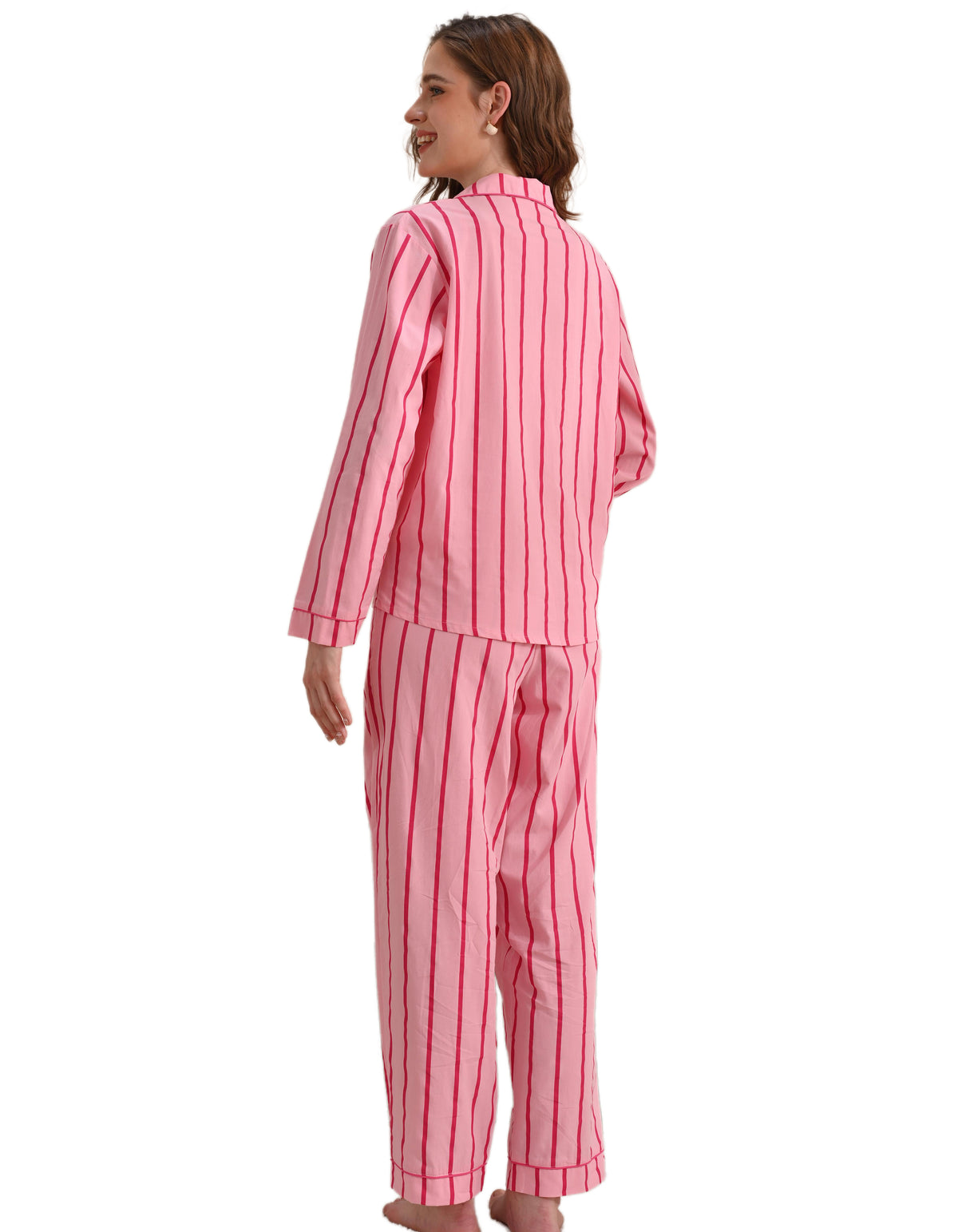 Pink & Rose Stripe Knit Cotton Pajama Set