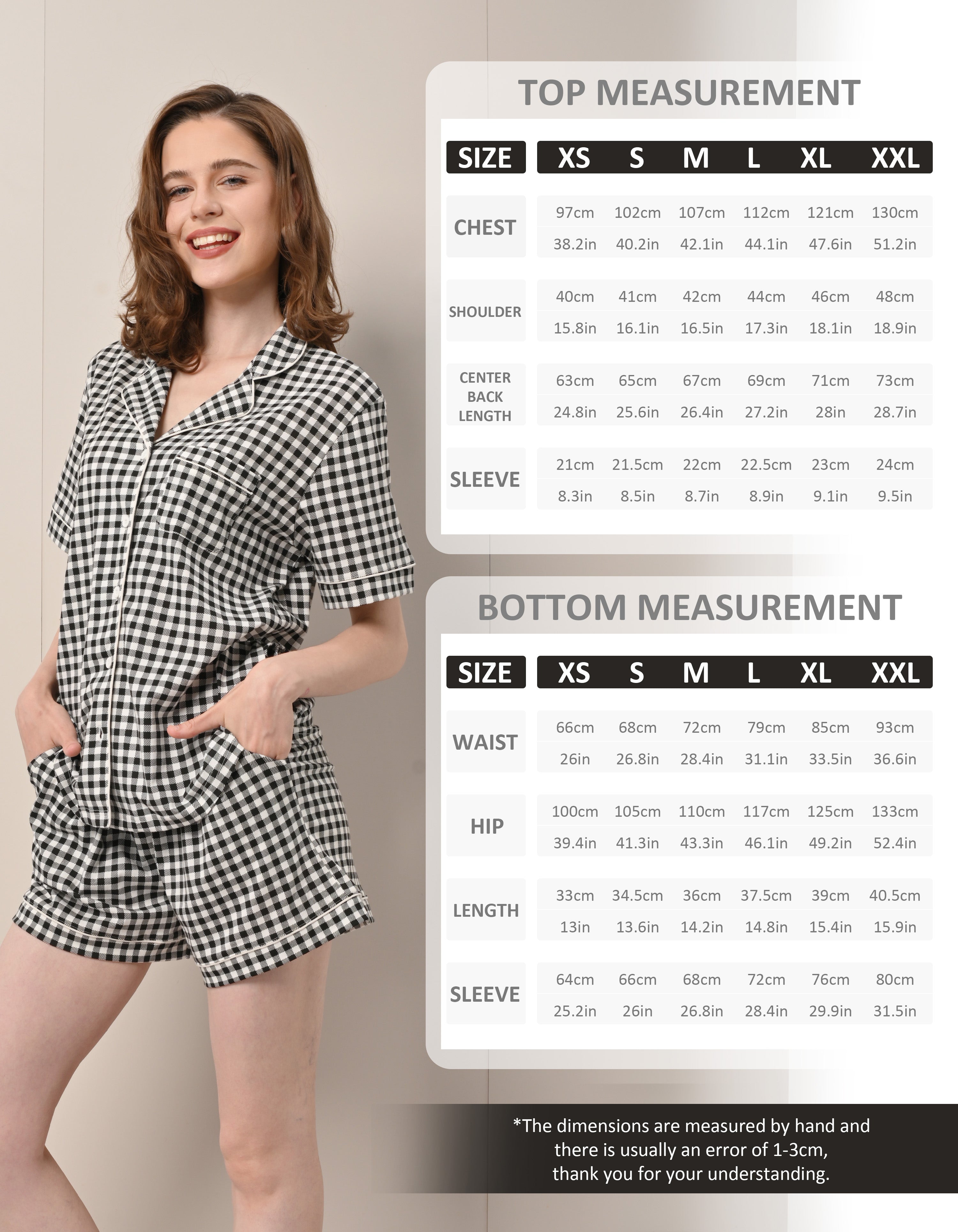 Black & White Gingham Knit Cotton Pajama Set