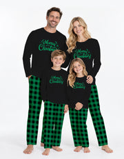 Green & Black Buffalo Plaid Knit Cotton Family Pajama Set