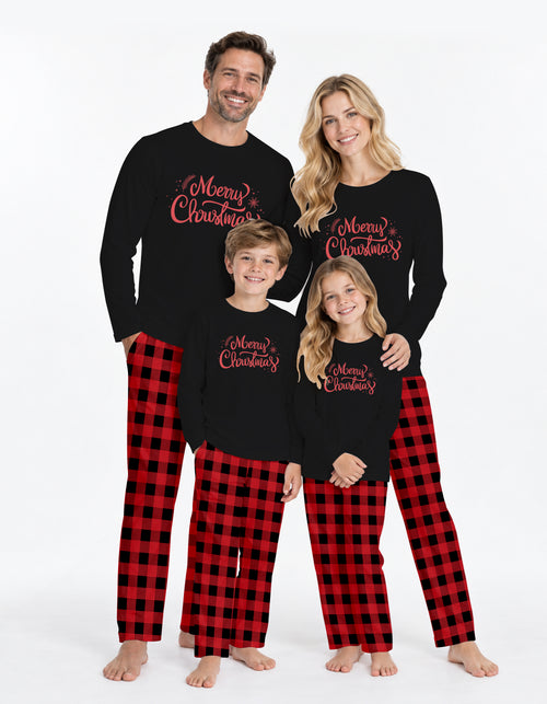 Red & Black Buffalo Plaid Knit Cotton Family Pajama Set