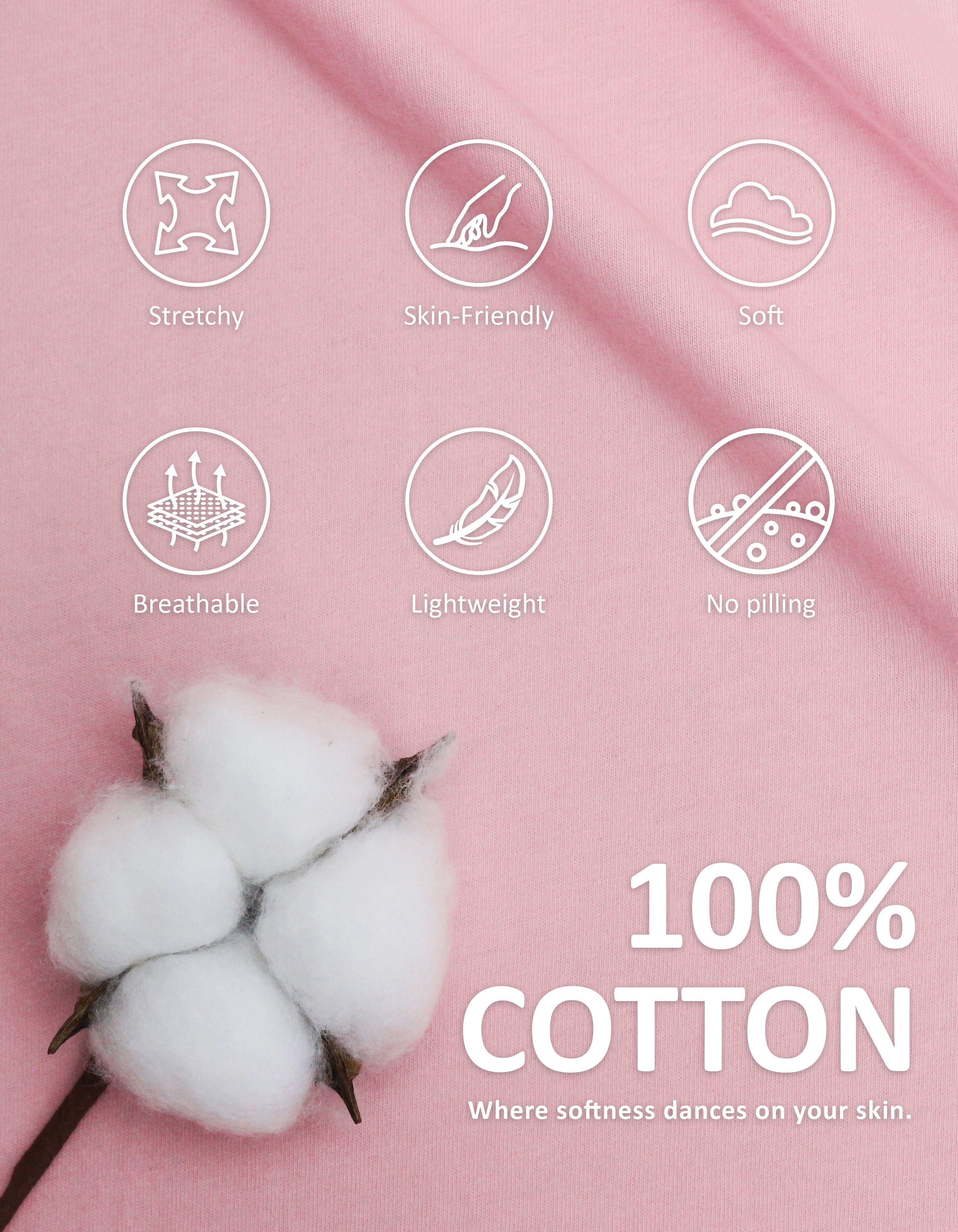 Close-up of barbie pink knit cotton pajama fabric showing softness and breathability