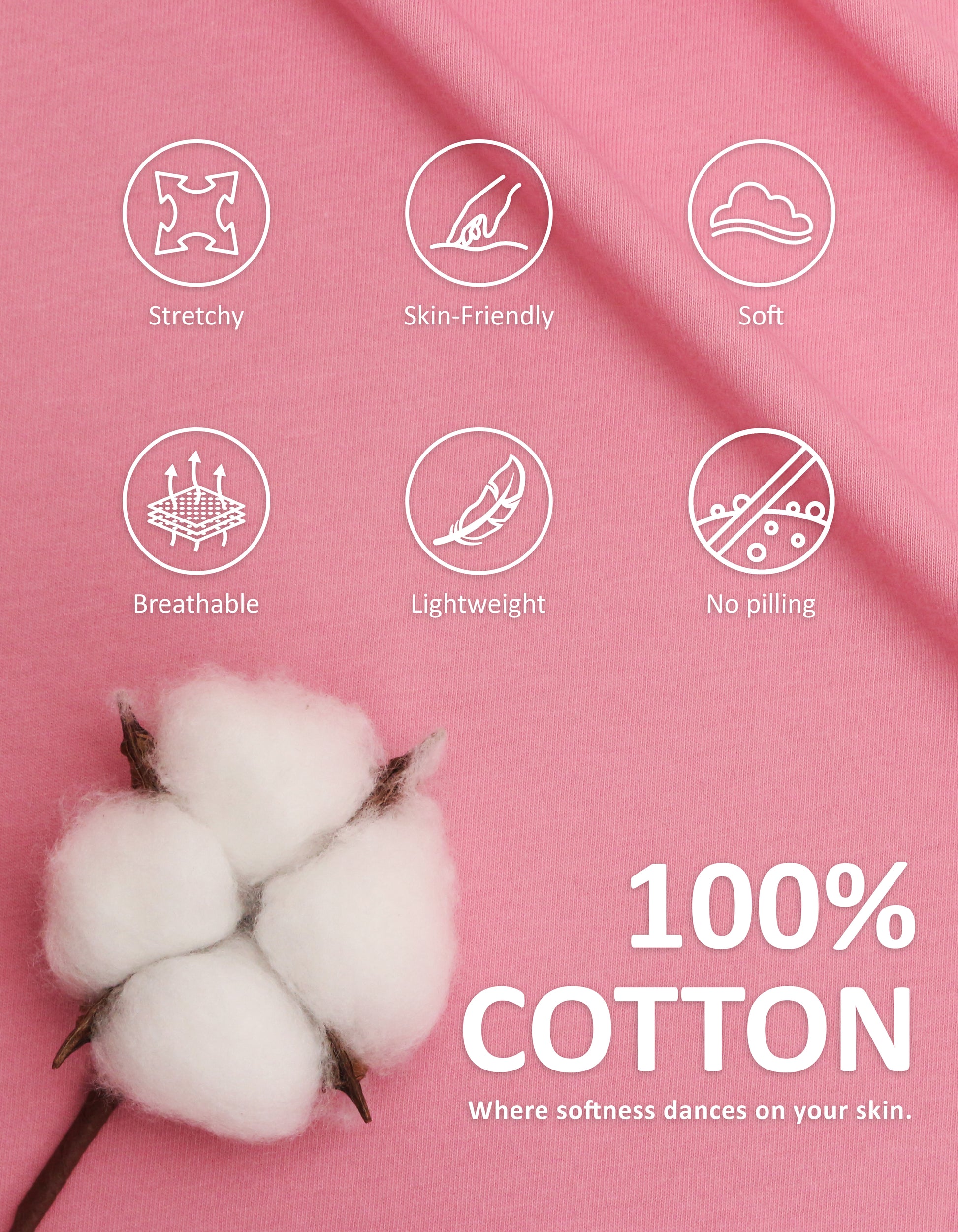 Close-up of blush pink knit cotton pajama fabric showing softness and breathability