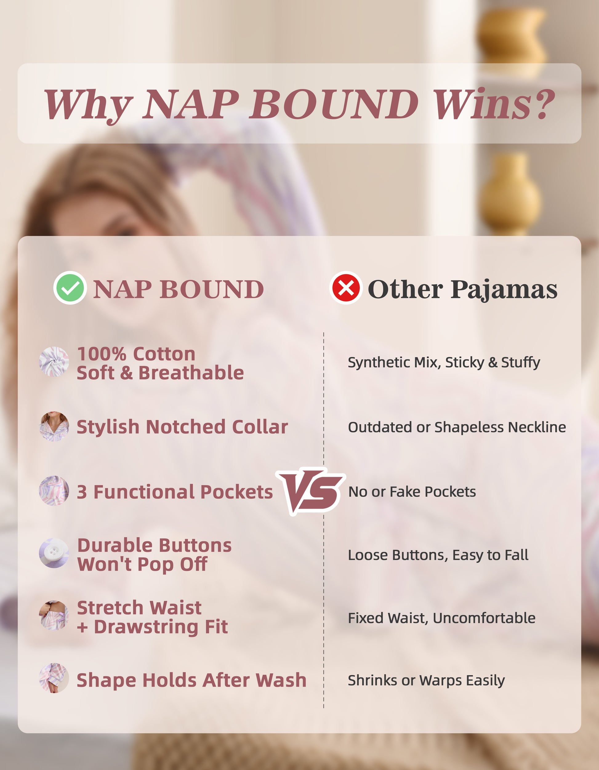 Design details of colorful zebra print pajamas including notched collar, chest pocket, buttons and drawstring waist