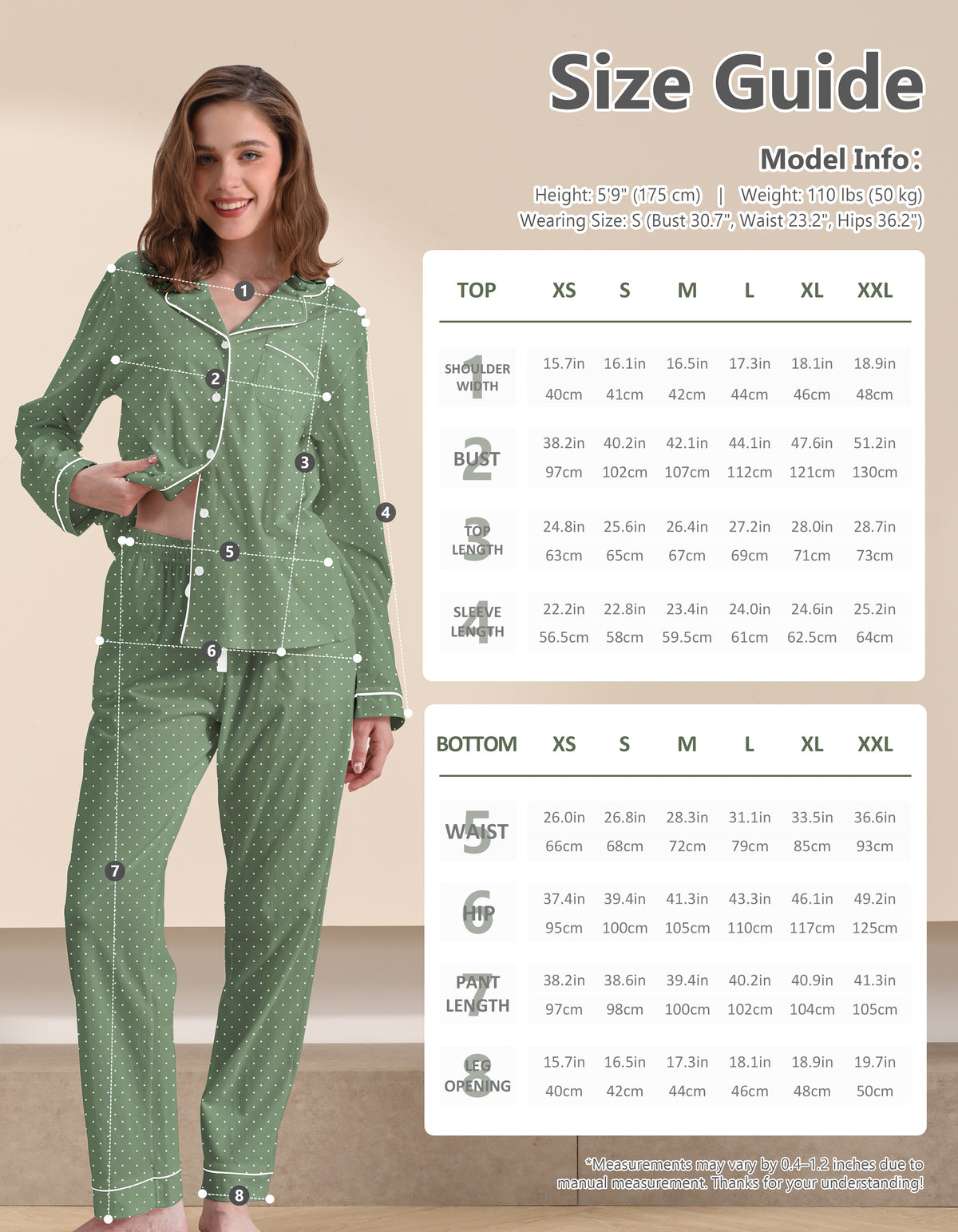 Green & White Polka Dot Knit Cotton Pajama Set