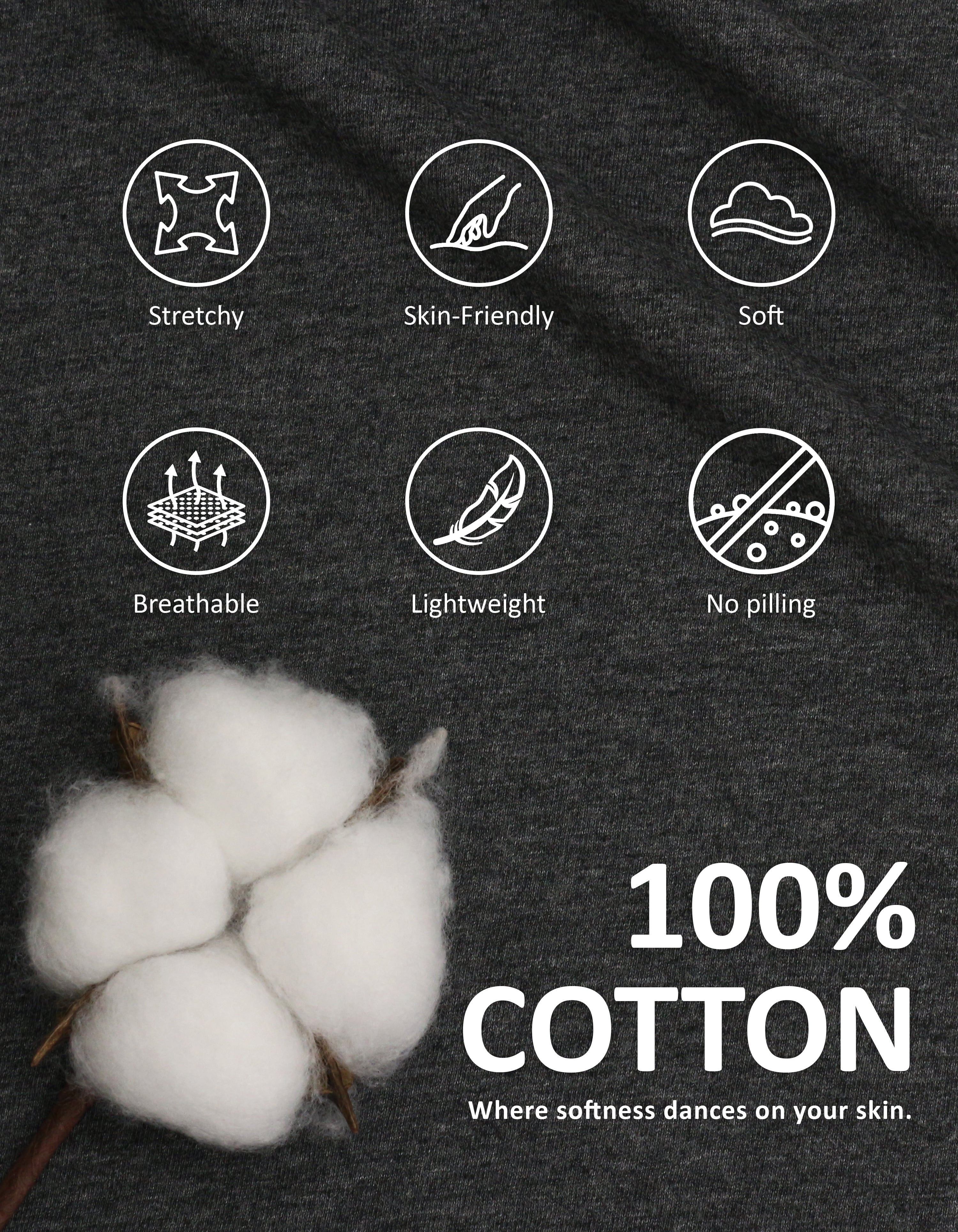 Close-up of dark gray knit cotton pajama fabric showing softness and breathability