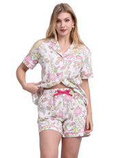 Women’s floral pattern cotton pajama set front view