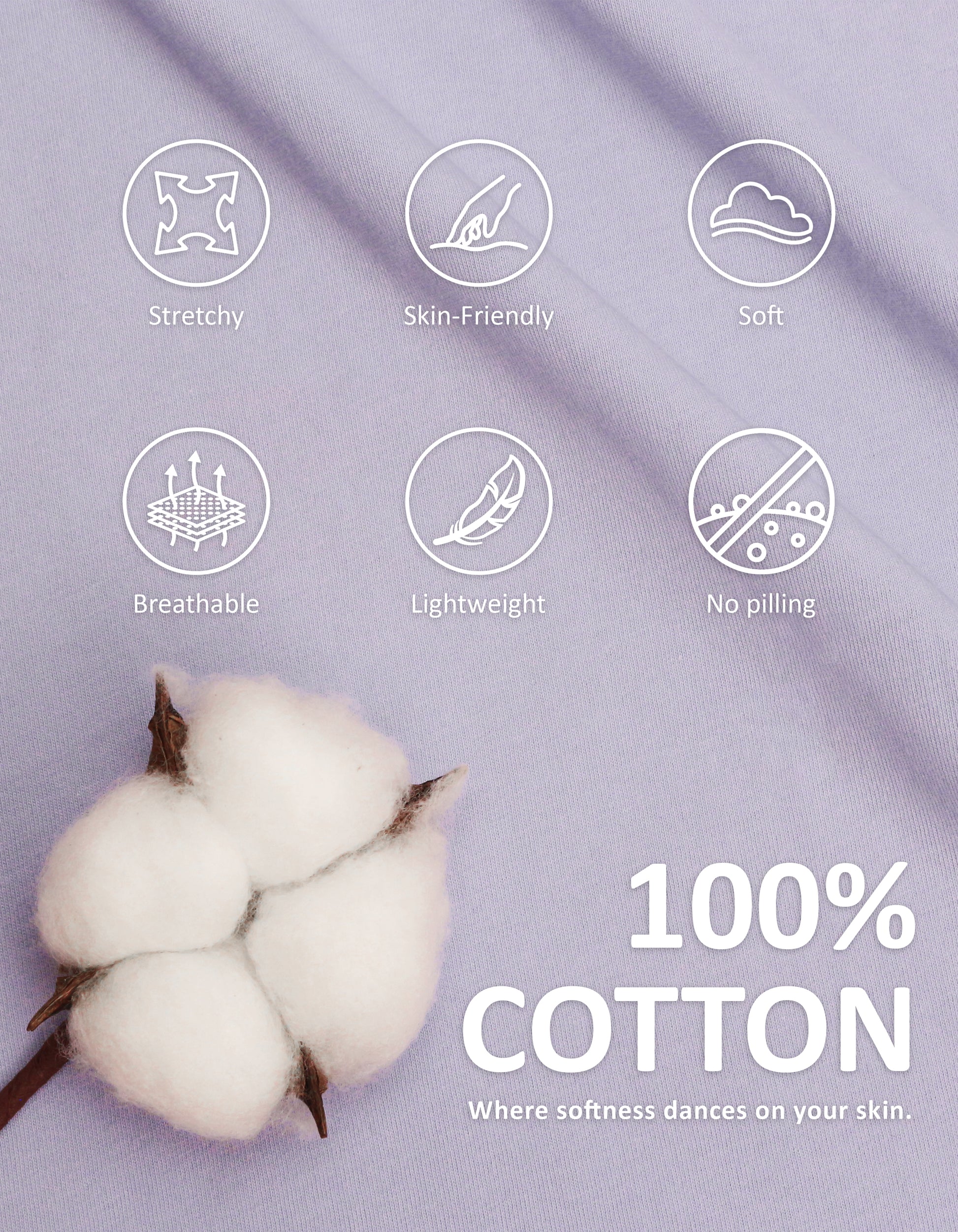 Close-up of lavender blue knit cotton pajama fabric showing softness and breathability