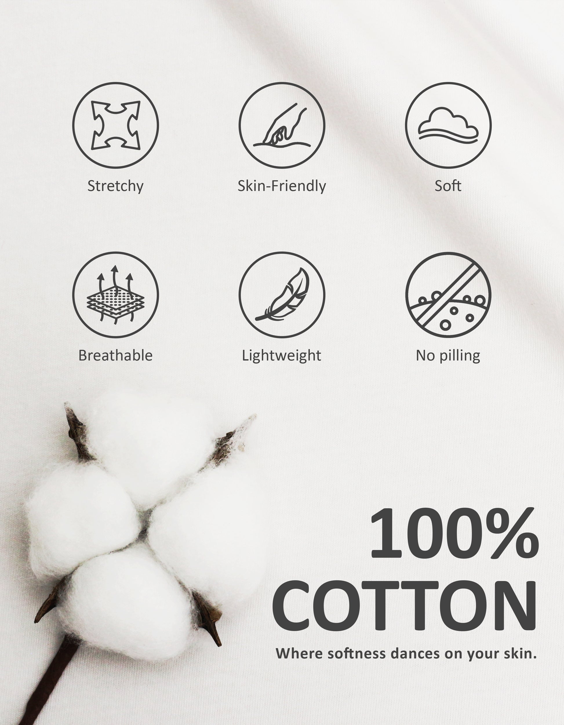 Close-up of white knit cotton pajama fabric showing softness and breathability