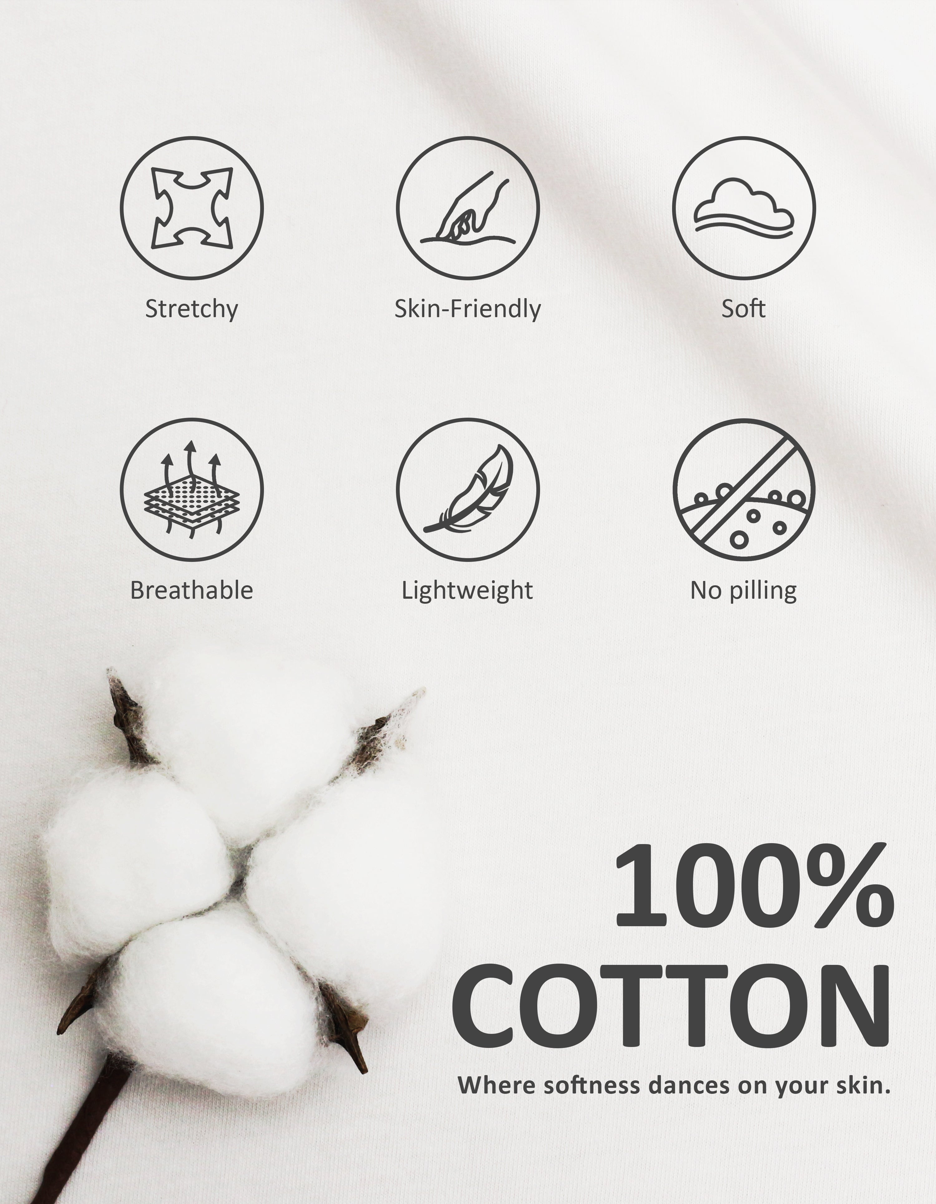 Close-up of white knit cotton pajama fabric showing softness and breathability