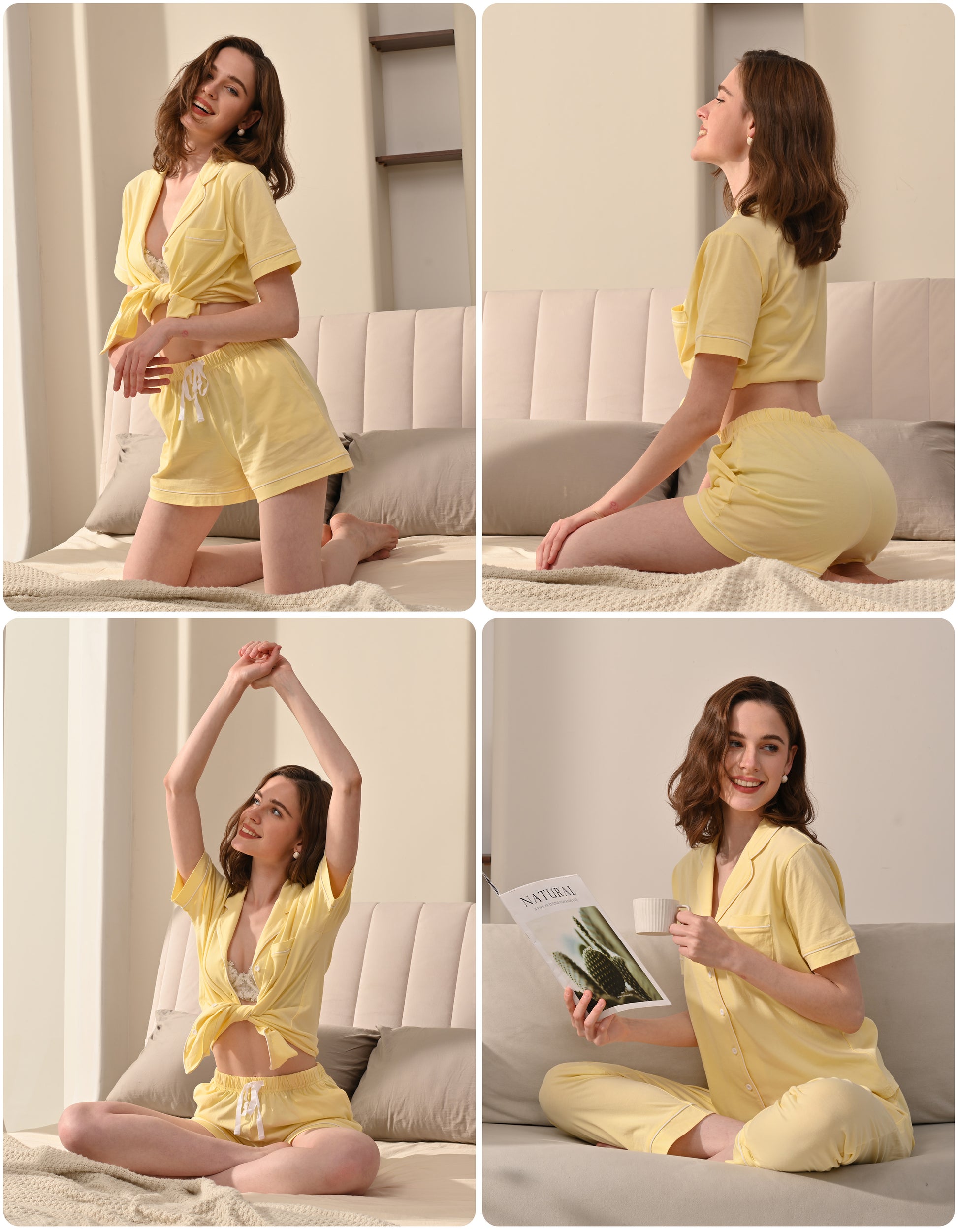 women cotton loungewear pajamas for relaxing at home